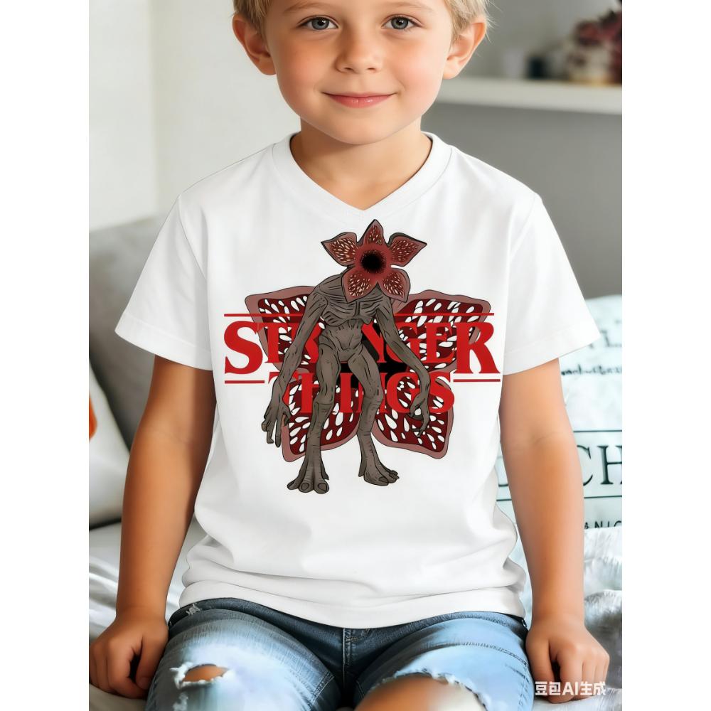 

American TV series S-Stranger T-Thing print round neck t-shirt,children s/adult summer t-shirt,daily casual style,family outfit 110