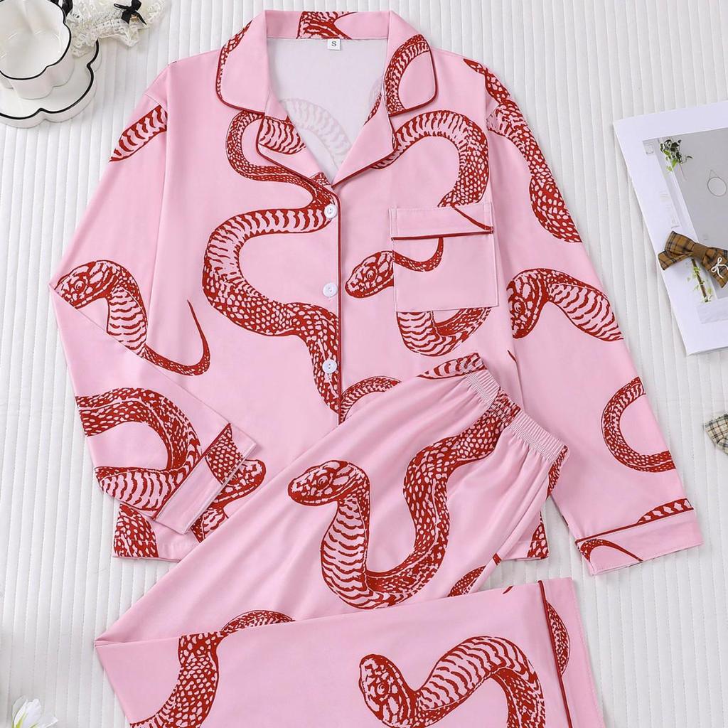 Girls' Spring/Autumn Long Sleeve Pajama Set - Printed, Casual, Comfortable