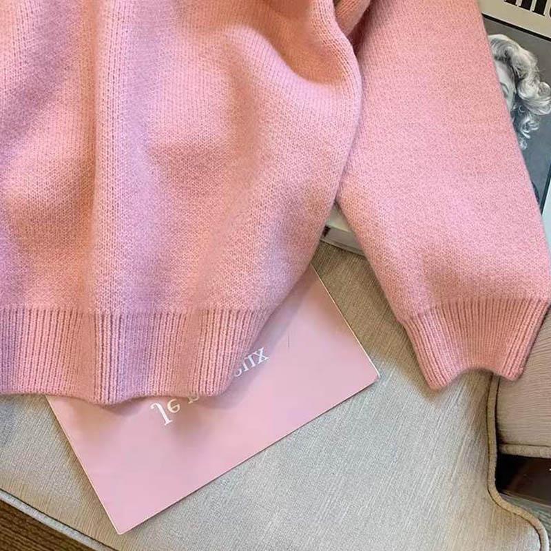 Pullover für Damen Herbst Winter Verdickter Pullover Warm Gestrickt Dehnbar Langarm Oversize Jumper Oberteile