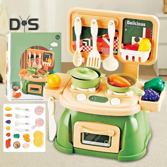 Kids Kitchen Play Set with 30Pcs Pretend Toys Role-playing Kitchen Set Develop Hands-On Skills Cooking Simulation Toys for Kids