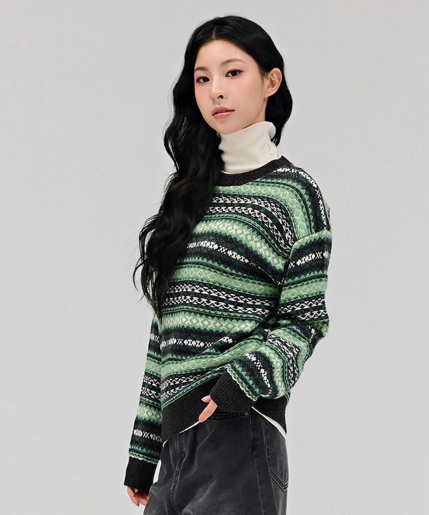 CHASECULT Women'S Multi-Pattern Sweater - Green