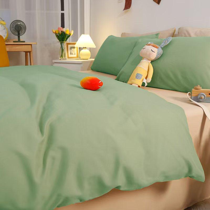 Solid Color Duvet Cover Set 4 Piece Bedding Set (Duvet Cover Bed Sheet Pillowcases) Breathable Microfiber for Bedroom Decor