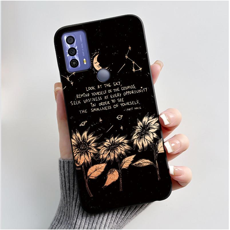 Phone Funda For TCL 20B 20Y 20E Case Aesthetic Cute Cat Astronaut Black Soft Silicone TPU Capa for TCL 20E 20Y 20B Back Cover