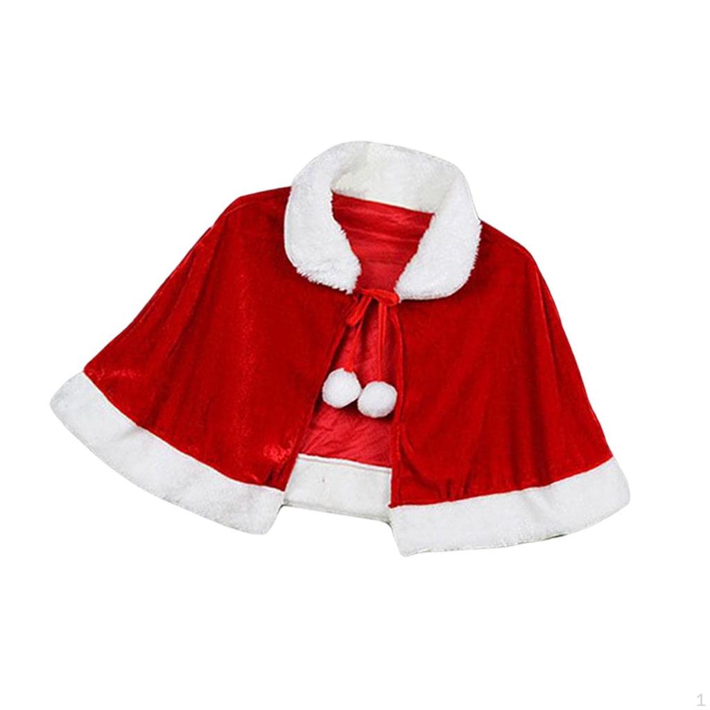Christmas Velvet Shawl Cloak Cape Santa Robe Halloween Costume Red
