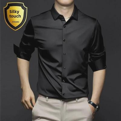 Herenoverhemd met lange mouwen, strijkvrij, business casual - lente/herfst, professioneel, luxe, lichtgewicht, kreukvrij.