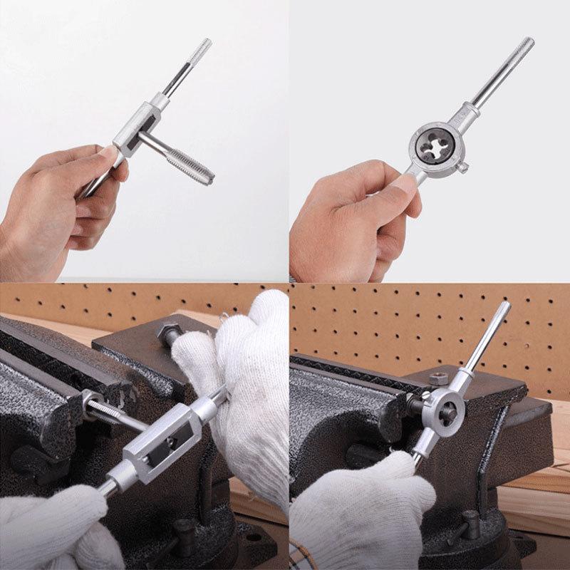 Set di Maschi e Filiere Manuali 12/20 Pezzi M3-M12 Conico Dritto Strumenti di Foratura Portatili per Compiti di Foratura su Acciaio Inossidabile