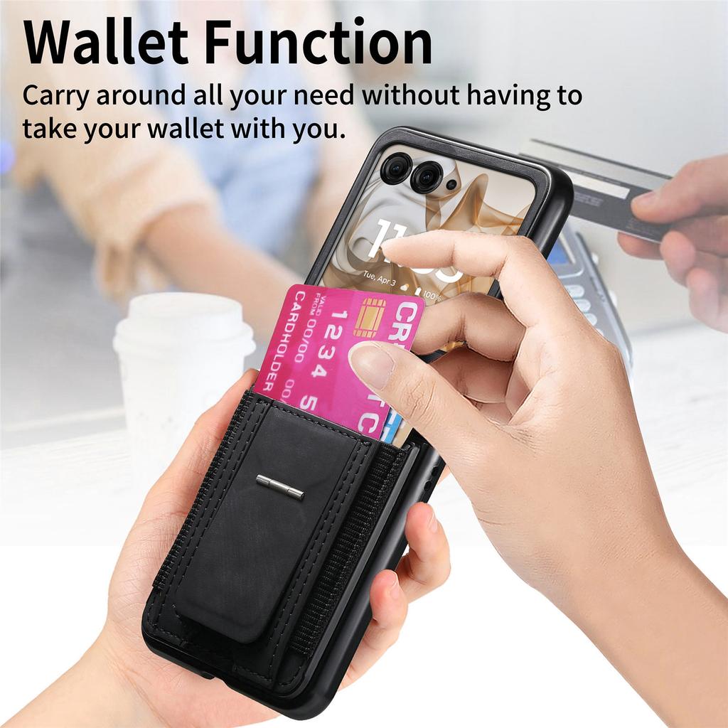For Motorola Razr 60/50 5G Case Kickstand Retro Leather Back Cover with Card Holder