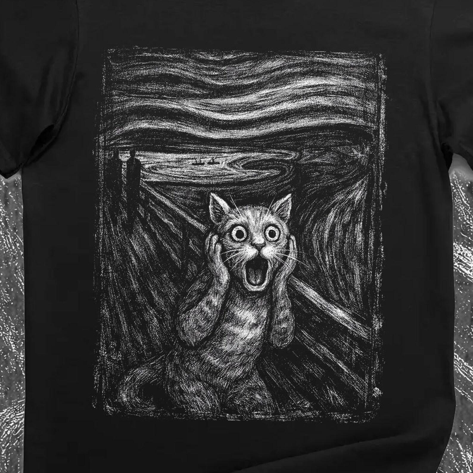 Screaming Cat T-Shirt – Expressionist Art Parody Graphic Tee 2XL