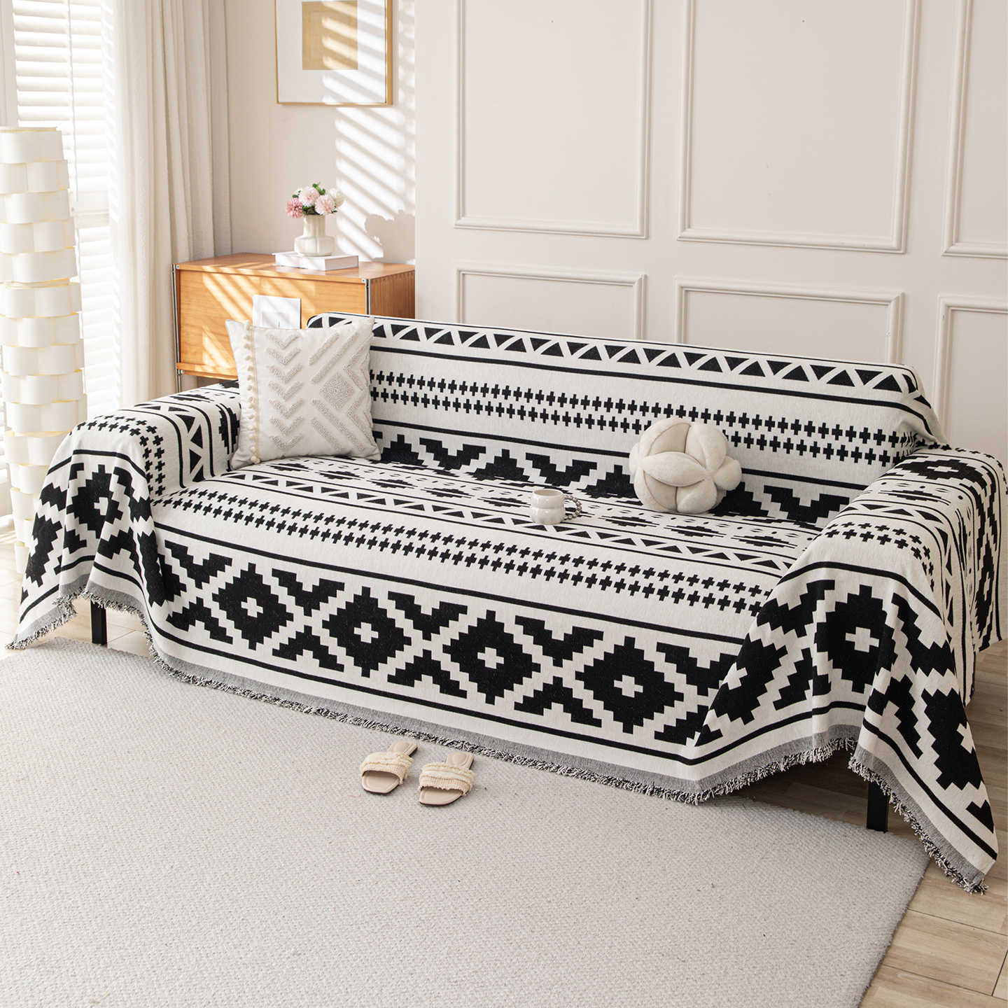 Modern Minimalist Non Slip Durable Thick Chenille Sofa Cover Blanket All Season Use 180*90cm