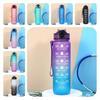 Large Capacity 1000ml Gradient Color Frosted Plastic Water Bottle With Straw For Sports And Office Use
