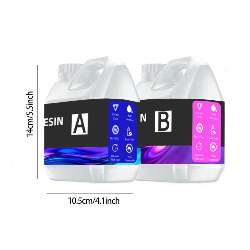 16,9 oz A 16,9 oz B Súprava epoxidovej živice Super číra Samonivelačná Nízky zápach Málo bublín Na povrchovú úpravu Stolová doska Remeslá Drevo Silikónové formy