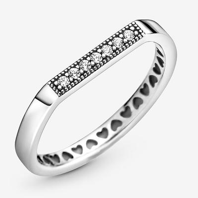 2022 Nové S925 Sterling Silver Sparkling Bar Stohovací prsteny Sparkling,Cz Prsteny pro ženy Výročí zásnubních šperků