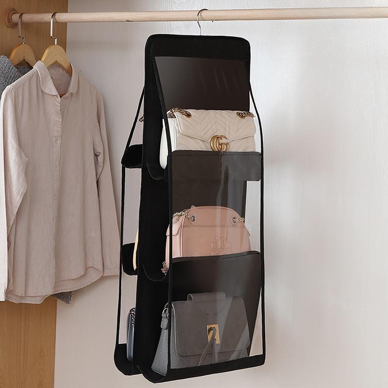 Hanging Purse Handbag Organizer Clear Hanging Shelf Bag Collection Storage Holder Purse Bag Wardrobe Closet Space Saving Organizers