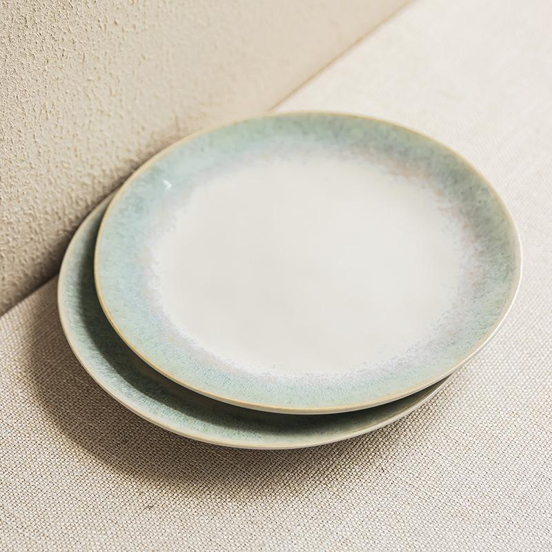 High Value Blue Edge Plate Ceramic Plate Shallow Plate Household Round Plate Tableware Dish Dessert Plate Restaurant Plate