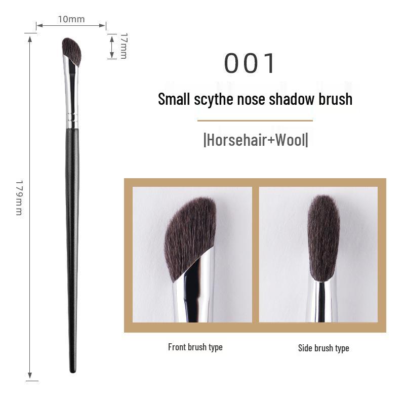 Schräger Sichel Pinsel Set für Make-up: Lidschatten-, Nasenkontur-, Unteraugen-Highlight- und Eyeliner-Pinsel aus Rosshaar und Wolle