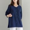Dedra V Neck Blouse  Poly Linen  Size 110 Tbe3281