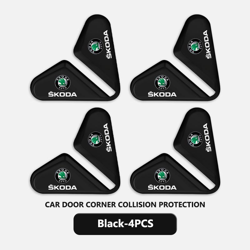 cqmes7 Silicone Car Logo Door Corner Cover Bumper Crash Scratch Protector Accessories For Skoda Kodiaq Fabia Kamiq Karoq Octavia 2 3