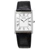 Seiko Men's Square Design Quartz Watch SWR049 with White Dial and Black Leather Band [Used]