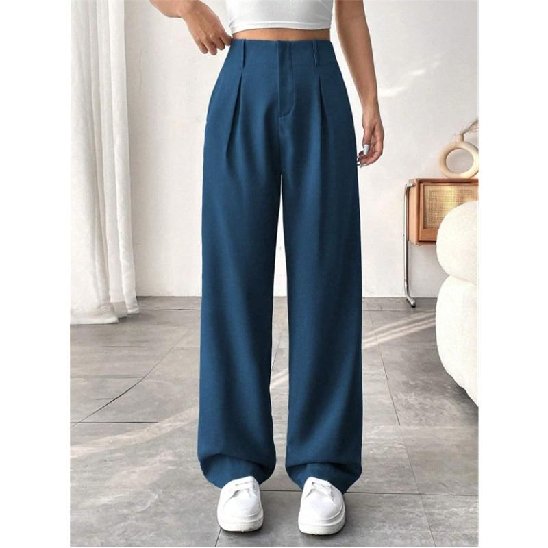European And American 2025 Commuter High Waisted Loose Fit Trousers Spring Summer Essential Casual Wide Leg Pants For Women