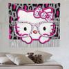 Cute Hello Kitty Leopard Print Tapestry Pink Y2K Cat Wall Hanging for Teen Girls Bedroom Dorm Room Decor Multiple Sizes