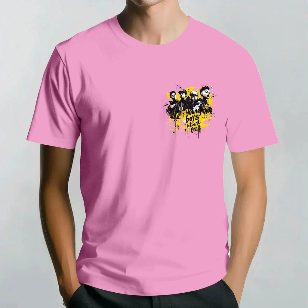 Men's Round Neck Casual Retro Printed Short-sleeved T-shirt Top