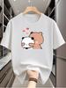 Bubu Dudu T-Shirt Unisex Milch Mokka Bär Panda Grafik T-Shirts Sommer Partner Matching Kleidung Kawaii Cartoon Kurzarm Tops Y2k