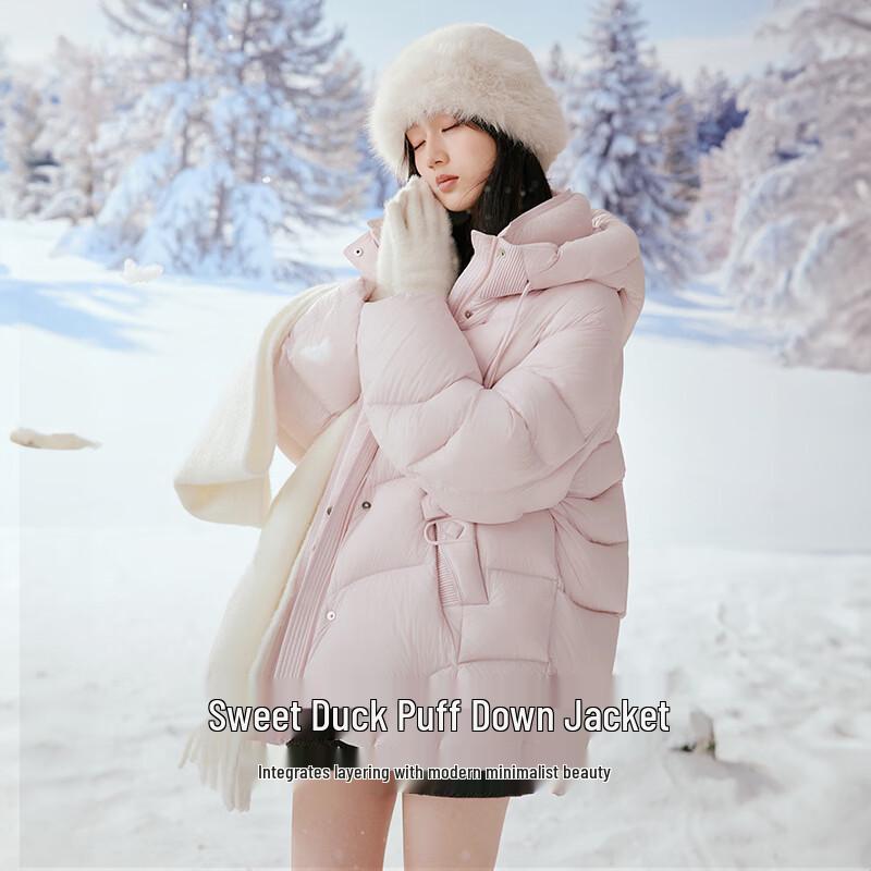 Xiangying Women's 2025 Winter Hooded 90% Duck Down Mid-Length Jacket