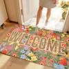VIKAMA Vintage Floral Welcome Doormat Anti-Slip Indoor and Outdoor Entrance Rug Kitchen Living Room Mat Home Decor