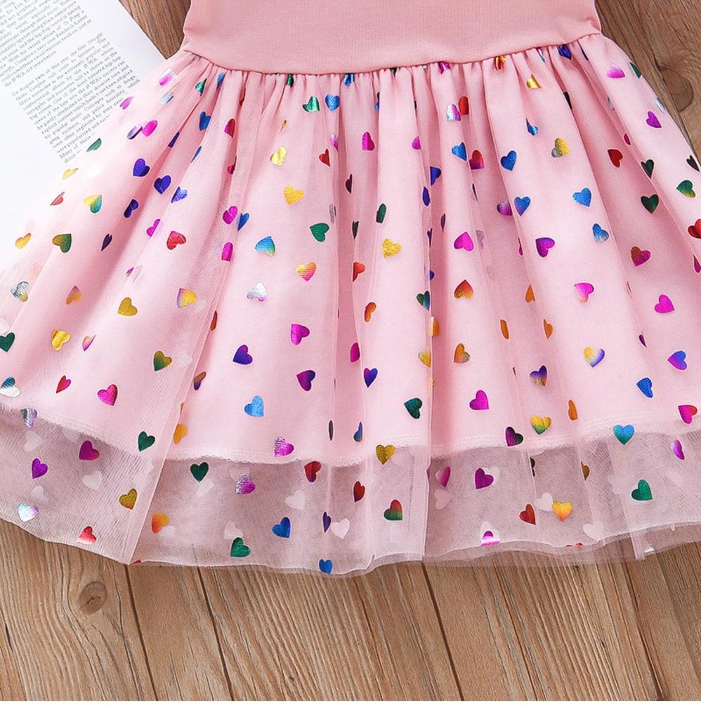 2024 Summer Little Girls' Puffy Tulle Spaghetti Strap Princess Dress