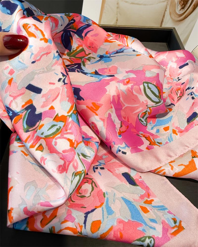 New Printed Square Scarves Women's Satin Scarf Spring and Summer Floral Bandana Small Neckties Hairbands Bags Foulard Shawl