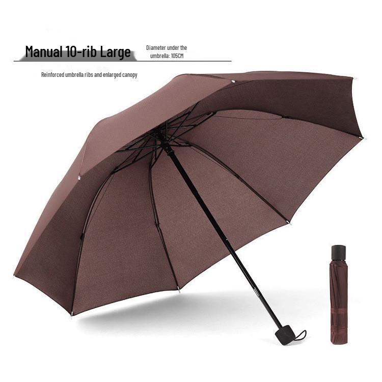 Automatic Three-Fold Sun & Rain Umbrella with Logo, Black Glue Sunscreen, and Ten Ribs