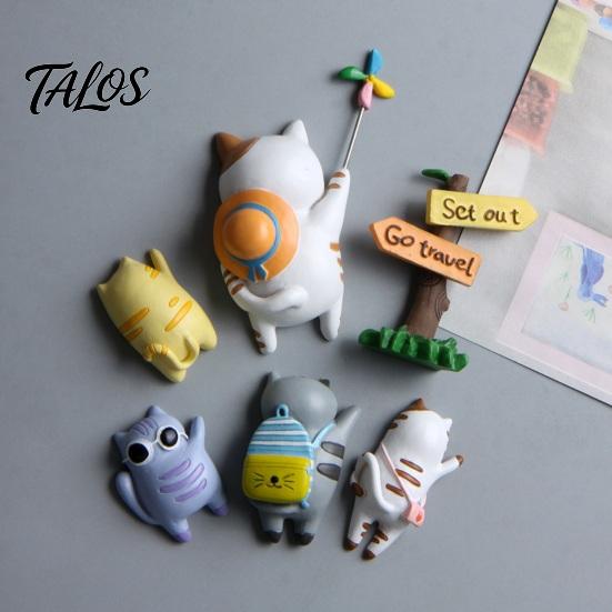 Metal Surface Magnets Cartoon Traveling Cat Refrigerator Magnet, 3D Kitten Decorative Fridge Memo Notes Photo Holder for Home, Lover Gift Strong