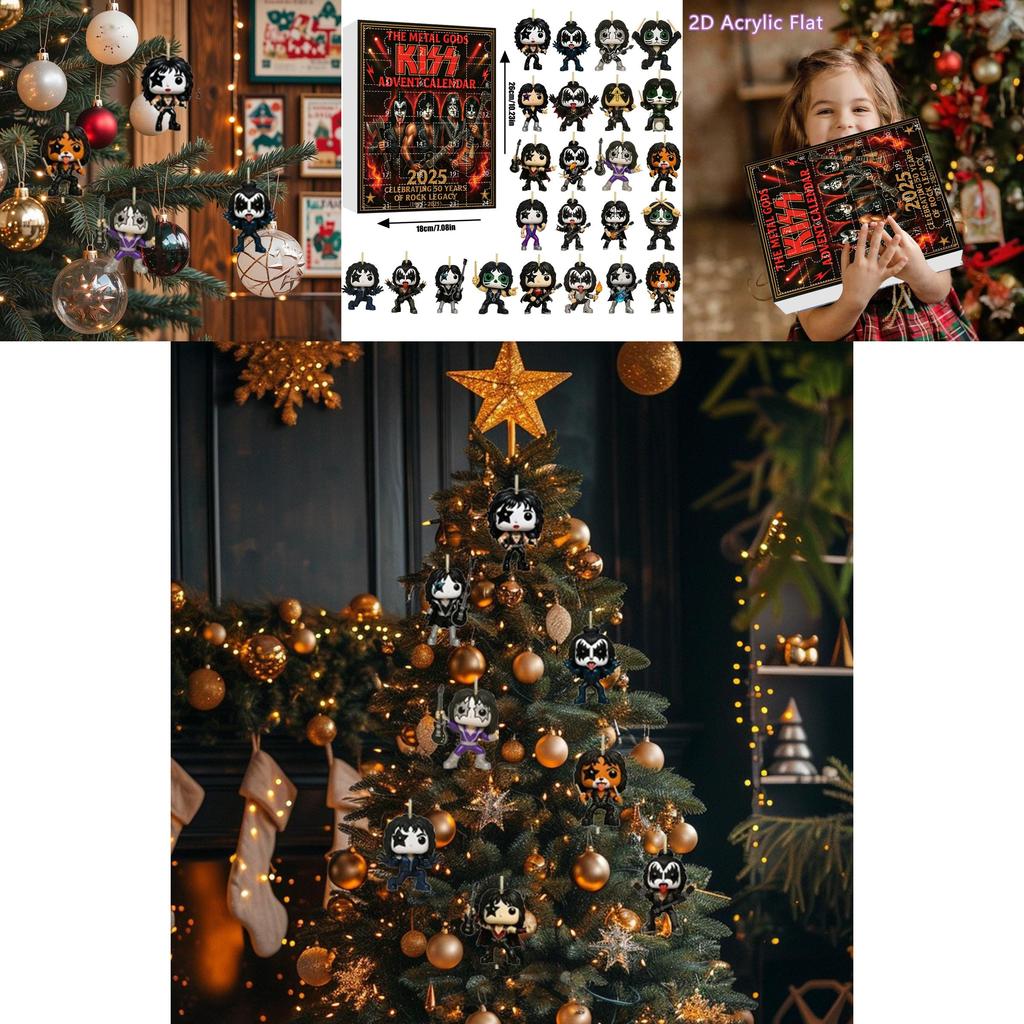 Kiss Band Weihnachts-Countdown-Kalender mit Acrylfiguren zur Feiertagsdekoration