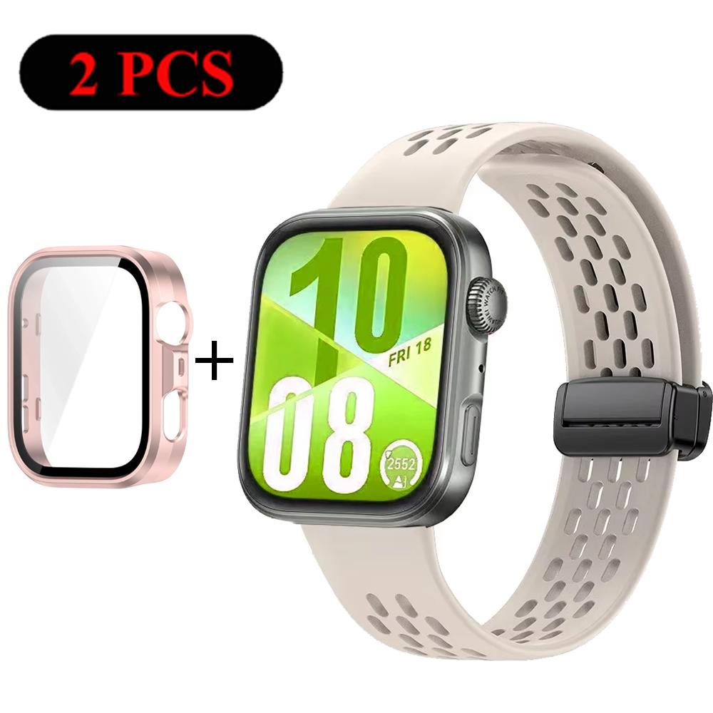 Armband+Hülle Silikonband für Huawei Watch Fit 4 Pro Fit 4 Bequemes Armband für Huawei Watch Fit 3 Atmungsaktives PC-Gehäuse