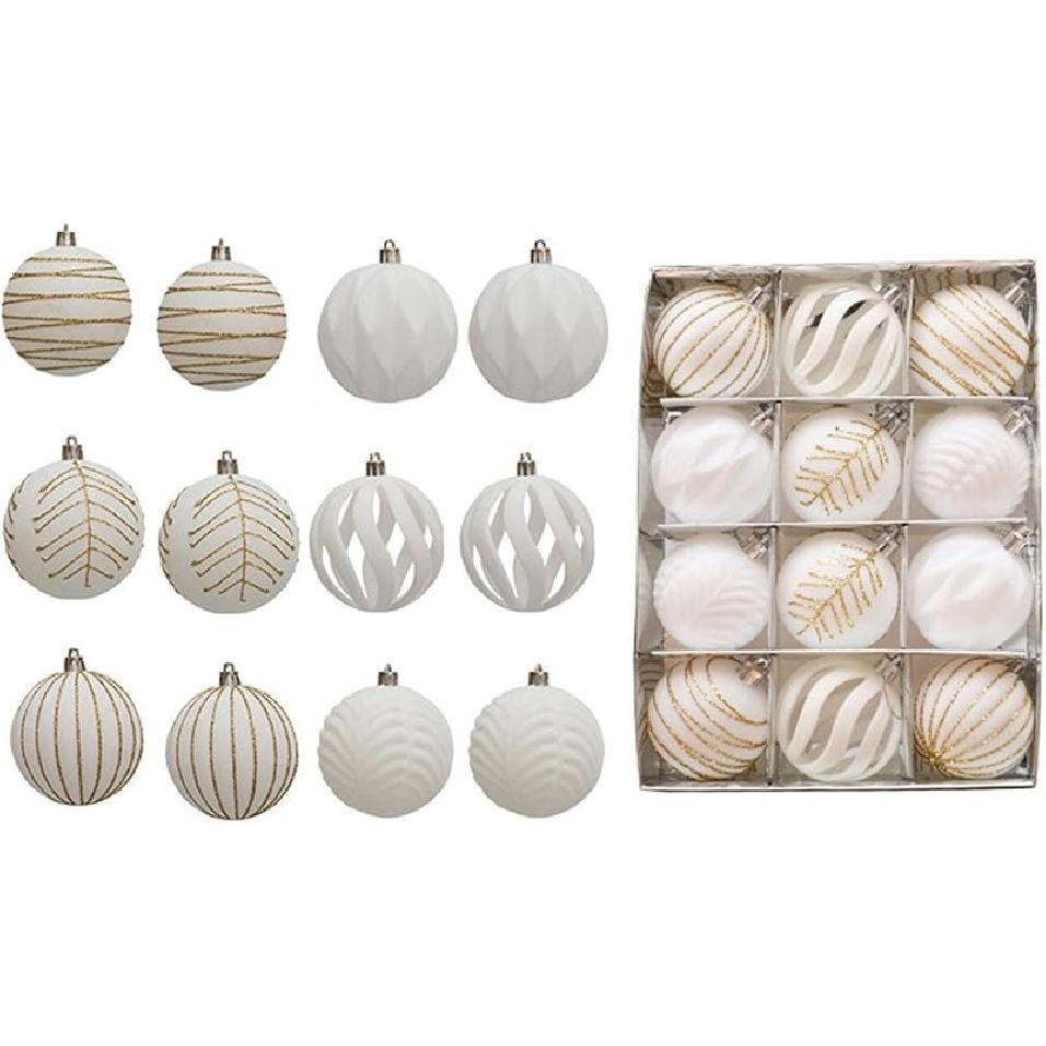 12PCS 6CM Velvet Christmas Ornaments Balls, Flocked Christmas Tree Ball Hanging Ornaments Shatterproof Xmas Bulbs For Christmas Tree