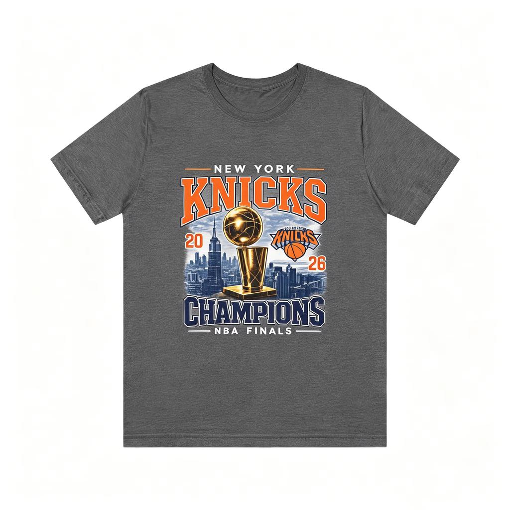 2026 New York Knicks Finals Champion T-shirt, City Skyline & Trophy Print Unisex Cotton Y2K Fashion Summer T-Shirt