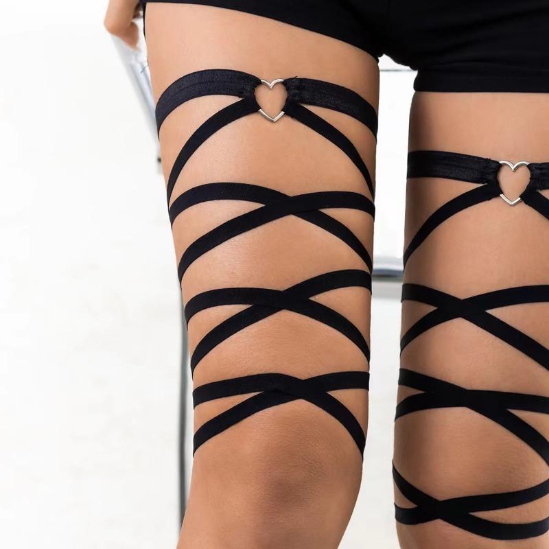 

1 шт. Панк Готика Многослойная Черная Эластичная Повязка на Ногу Бедро Цепь Женская Сексуальная Круглая Портупея Косплей Харадзюку Украшение для Тела one size чёрный