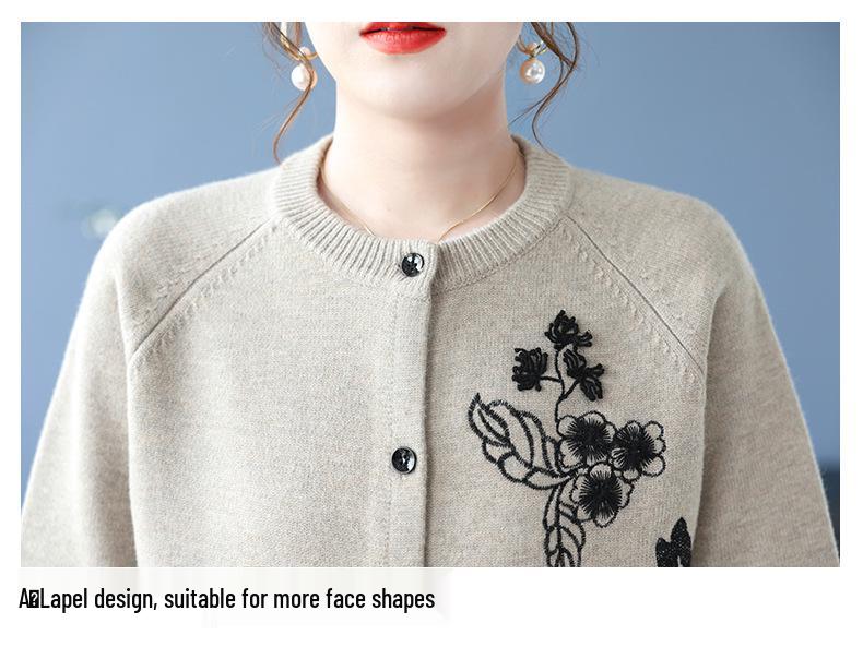 2025 Plus Size Loose Fit Jacquard Knit Cardigan for Women - Spring & Autumn