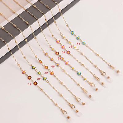 Trendy Kleurrijke Emaille Bloemen Brilketting & Mondkap Lanyard voor Vrouwen