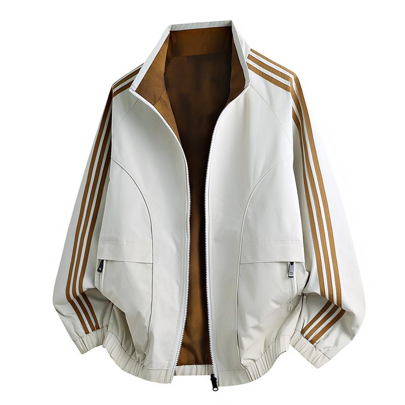 Herrenjacke Stehkragen Lässig Beidseitig Vielseitig Beidseitig Modejacke Oberteil