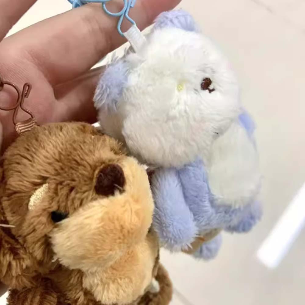 Soft Plush Dog Pendant Funny Cartoon Animal Keychain Kawaii Bear Doll Key Ring Couple