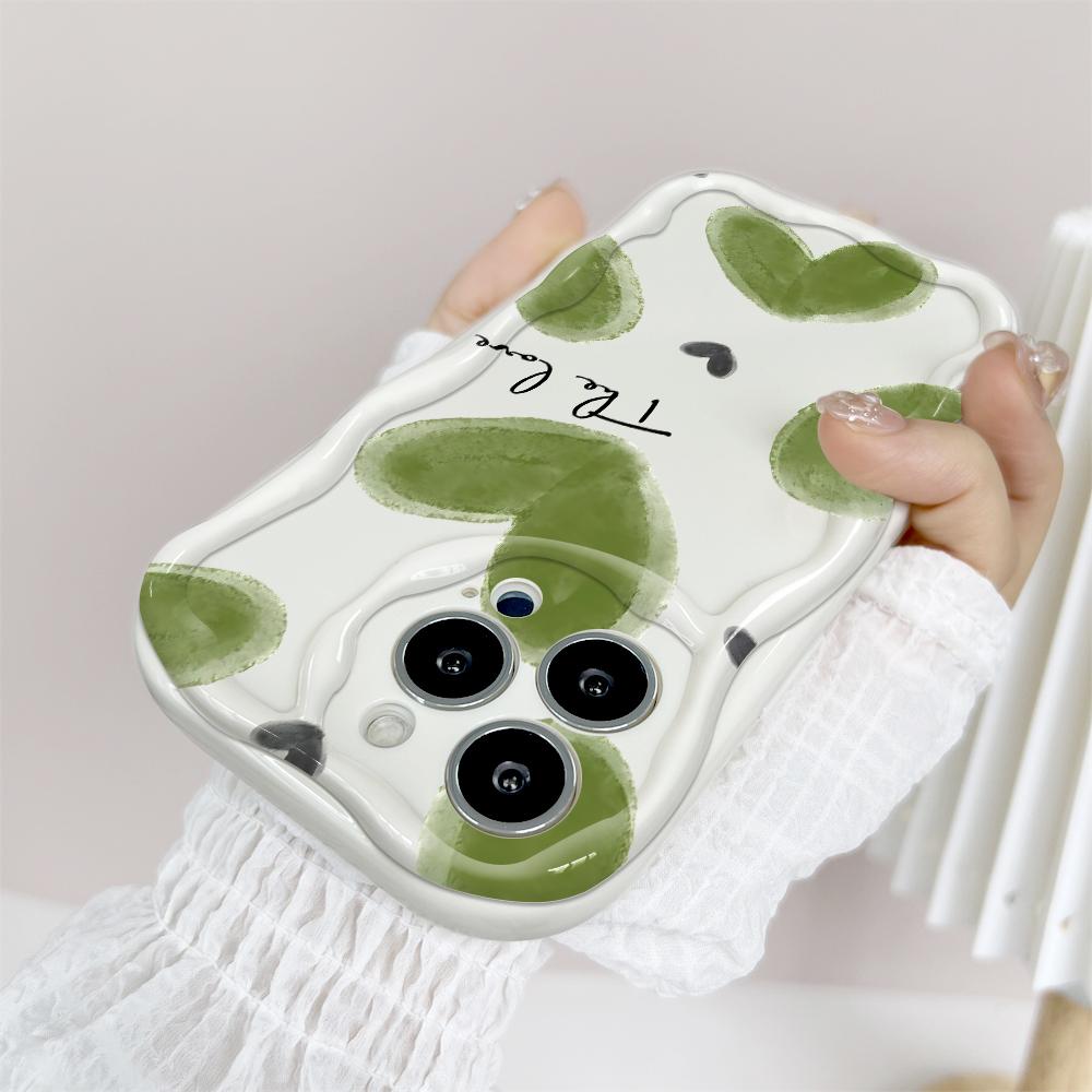 For iPhone 16 15 14 13 12 Samsung S24 S23 S22 A06 A13 A14 A15 A16 A55 Redmi Note 13 12 Love Hear Pattern Soft TPU Shockproof Wave Edge Phone Case
