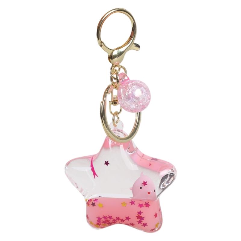 Kreatywne Pentagramy Olej Płynny Ruchomy Piasek Brelok Kreskówkowe Zwierzęta Pływająca Zawieszka na Klucze do Samochodu Ręcznie Robiony Wisiorek do Torby