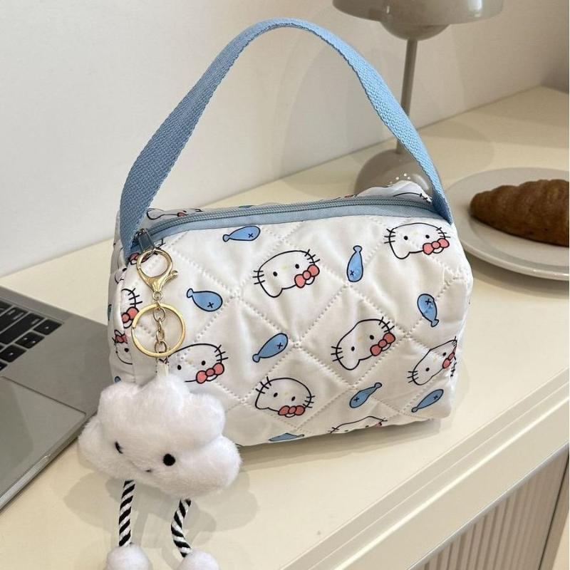 

Милая аниме-сумочка Каваи Принт Hello Kitty Косметичка Мультяшная Дорожная Портативная Большая Вместимость Сумка для хранения косметики Подарок для девочки