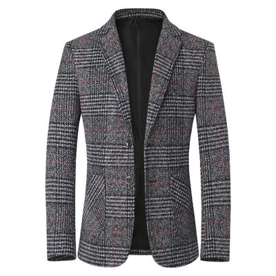 Men Blazer Fashion Plus Size Casual Male Plaid Suit Jacket Spring Autumn Long Sleeve Business Dress Coat
