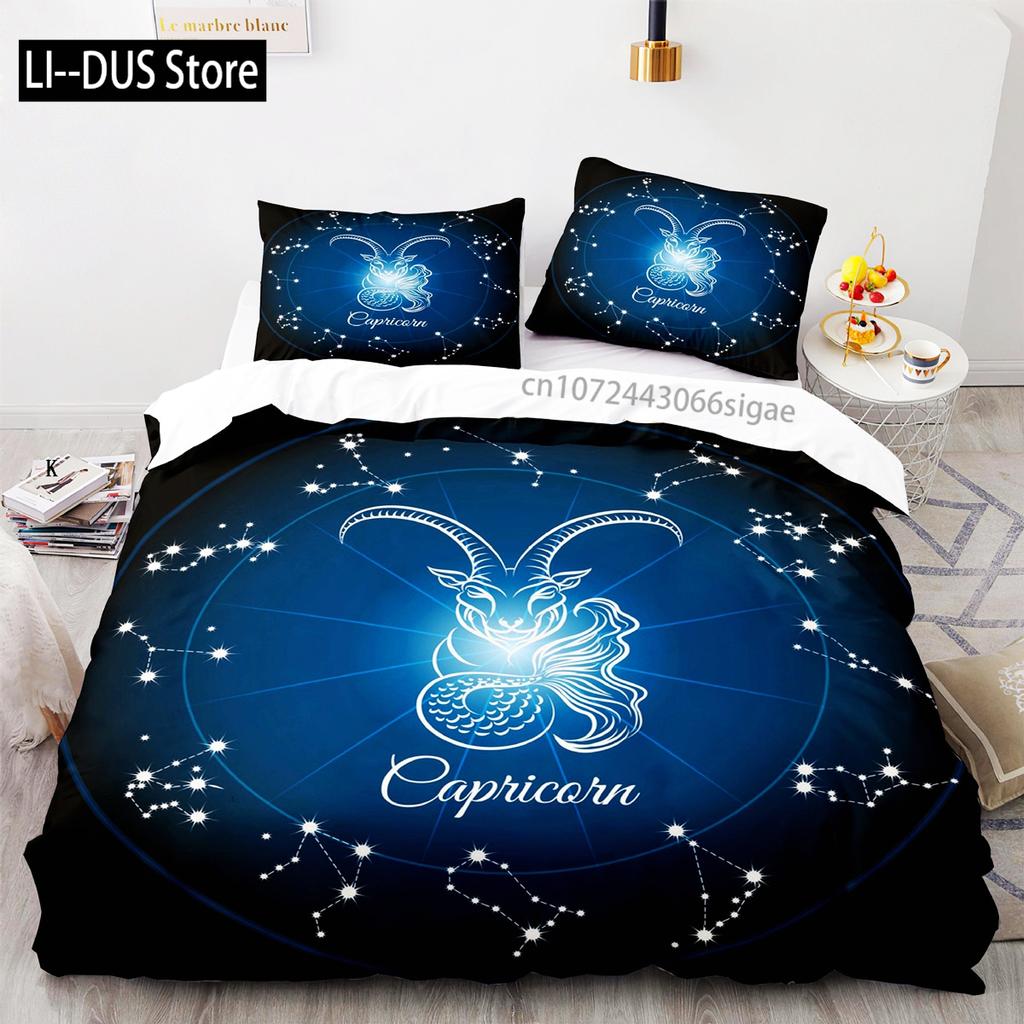 Comforter Constellation Aries Galaxy Theme 2/3Pcs Twin Bedding Set King Size Polyester For Constellation Lover