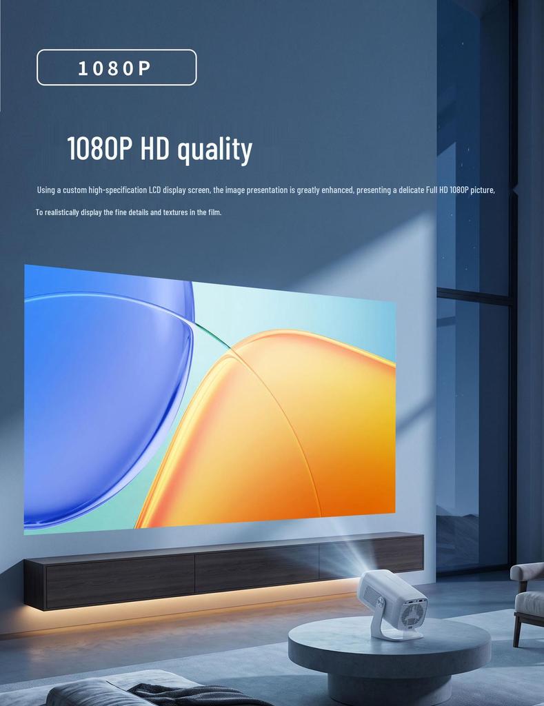 8K Ultra HD T50 Smart Portable Projector for Home Use
