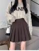 Women's Plus Size Khaki Wool Pleated A-Line Skirt - High Waist, Short Length, Ideal for Spring and Autumn
