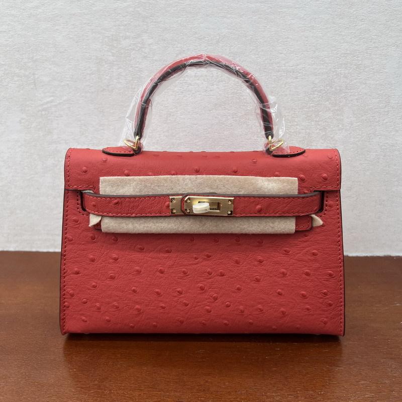 2026 Neue Leder-Damenhandtasche erste Schicht Straußenmuster Rindsleder erste und zweite Generation tragbar Einzel schulter schräg über tragbar Damenhandtasche