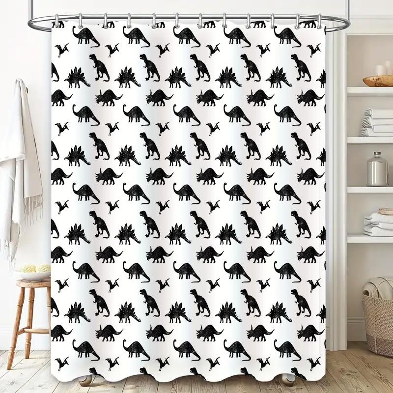 Bathroom Shower Curtain Dinosaur Pattern Jungle Animals Kids Teen Boys Shower Liner Decor